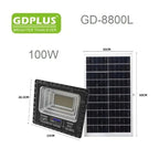 GDPlus Ηλιακός προβολέας τοίχου με τηλεχειριστήριο 100W GD-8800L - Solar Flood Light OEM