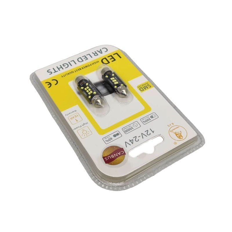 EJC Λάμπες Αυτοκινήτου Canbus LED 12V 2016-T10 39mm 2τμχ ψυχρό φως - LED light EJC
