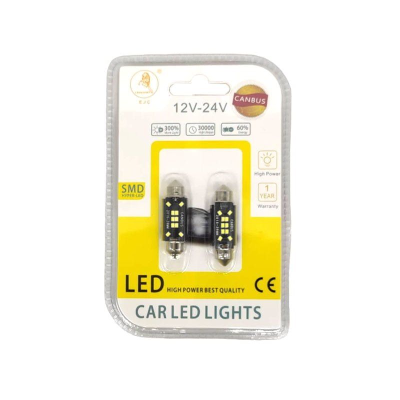 EJC Λάμπες Αυτοκινήτου Canbus LED 12V 2016-T10 39mm 2τμχ ψυχρό φως - LED light EJC
