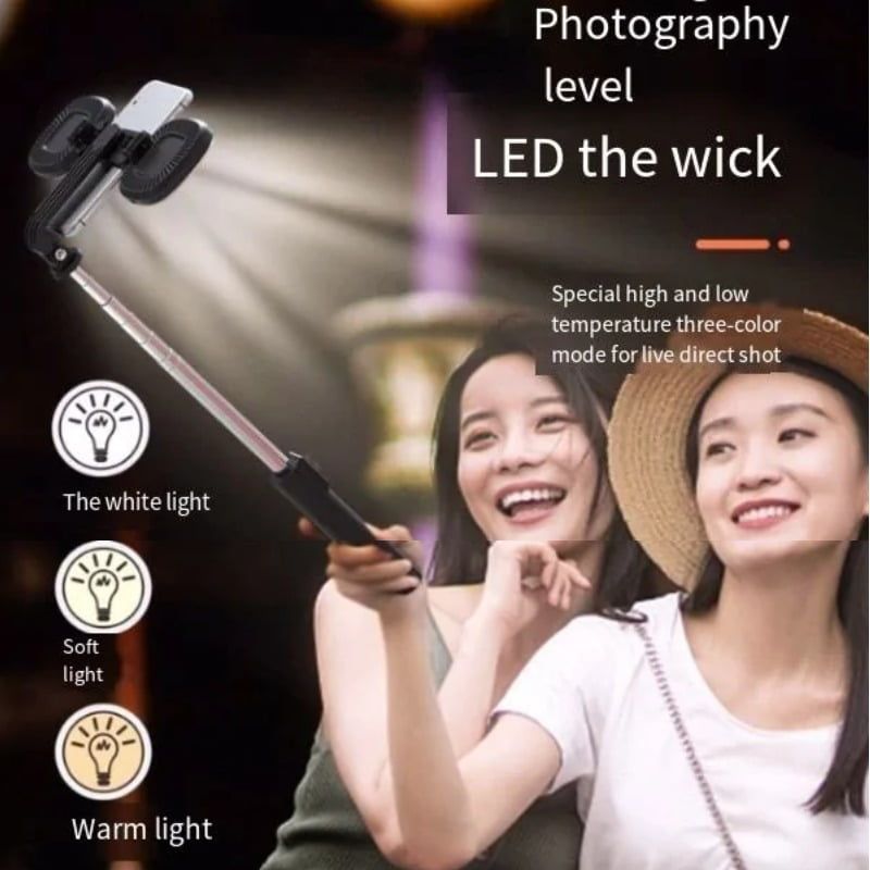 Selfie Stick με Τρίποδο & Remote Control με Διπλό LED Φωτισμό P40S-F - Mini Live Broadcast Selfie Stick Stand 2 LED P40S-F OEM