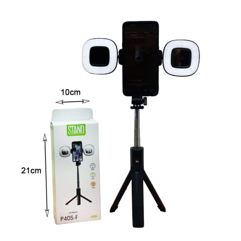 Selfie Stick με Τρίποδο & Remote Control με Διπλό LED Φωτισμό P40S-F - Mini Live Broadcast Selfie Stick Stand 2 LED P40S-F OEM