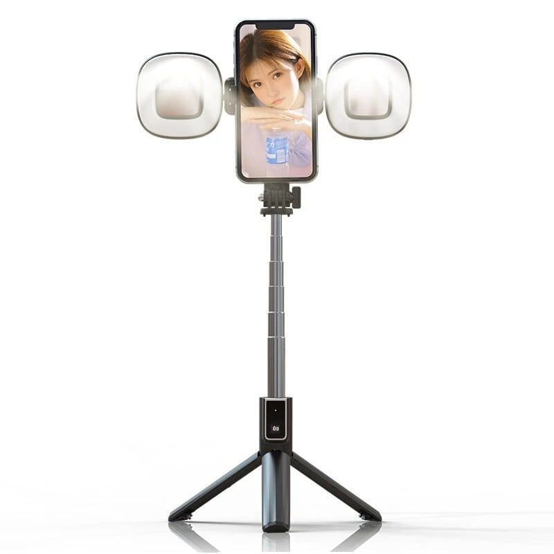 Selfie Stick με Τρίποδο & Remote Control με Διπλό LED Φωτισμό P40S-F - Mini Live Broadcast Selfie Stick Stand 2 LED P40S-F OEM