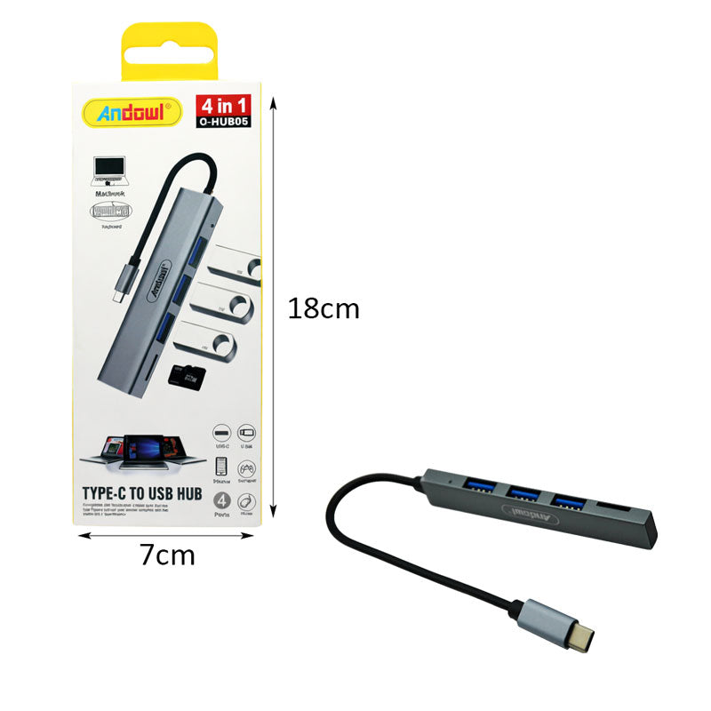 Andowl Αντάπτορας Hub Type-C σε 4 Θύρες USB 3.0 4 in 1 Q-HU806 - Hub Adapter 4 in 1 OEM