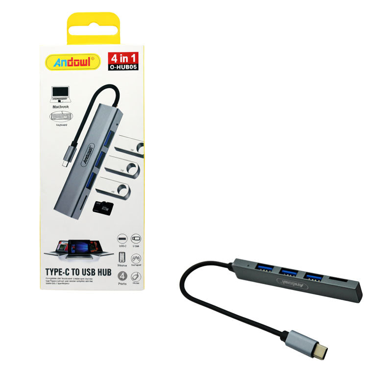 Andowl Αντάπτορας Hub Type-C σε 4 Θύρες USB 3.0 4 in 1 Q-HU806 - Hub Adapter 4 in 1 OEM