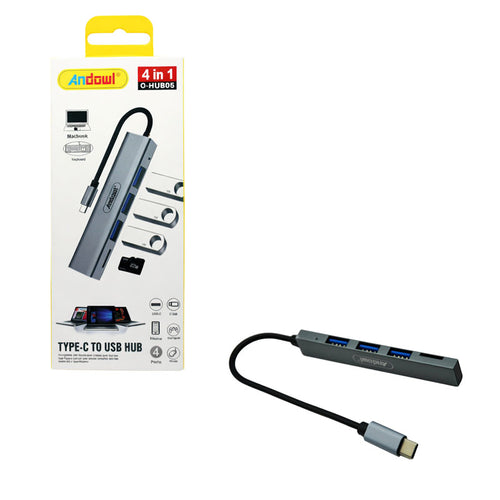 Andowl Αντάπτορας Hub Type-C σε 4 Θύρες USB 3.0 4 in 1 Q-HU806 - Hub Adapter 4 in 1 Andowl