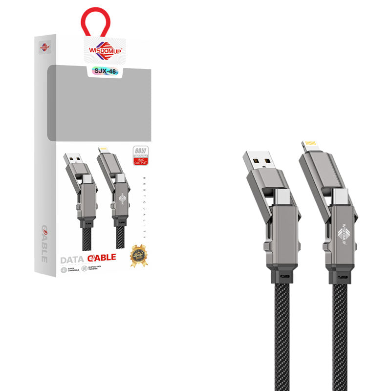 Wisdomup Καλώδιο Φόρτισης και Δεδομένων USB σε Lightning με Μεταλλικά Βύσματα 60W SJX-48 - USB to Lightning Fast Charging Data Cable 60W with Metal Connectors OEM