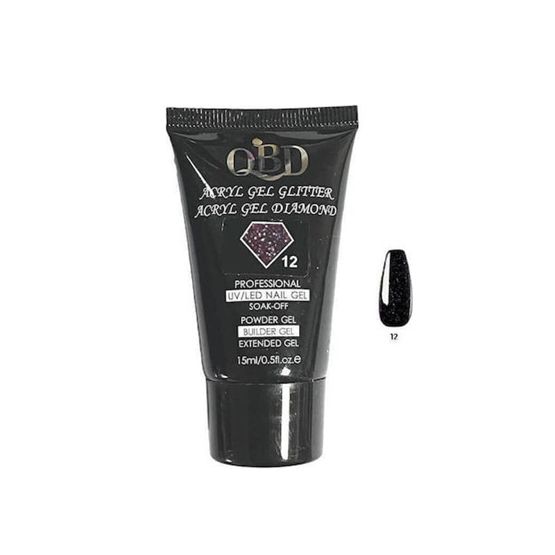 QBD Ακρυλικό τζελ χτισίματος νυχιών #12 - Diamond Acrylic gel glitter UV/LED Nail gel - 1 - 10 - 11 - 12 - 2 - 3 - 4 - 5 - 6 - 7 - 8 - 9 OEM