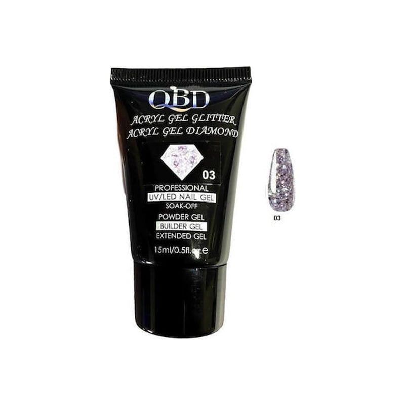QBD Ακρυλικό τζελ χτισίματος νυχιών #03 - Diamond Acrylic gel glitter UV/LED Nail gel - 1 - 10 - 11 - 12 - 2 - 3 - 4 - 5 - 6 - 7 - 8 - 9 OEM