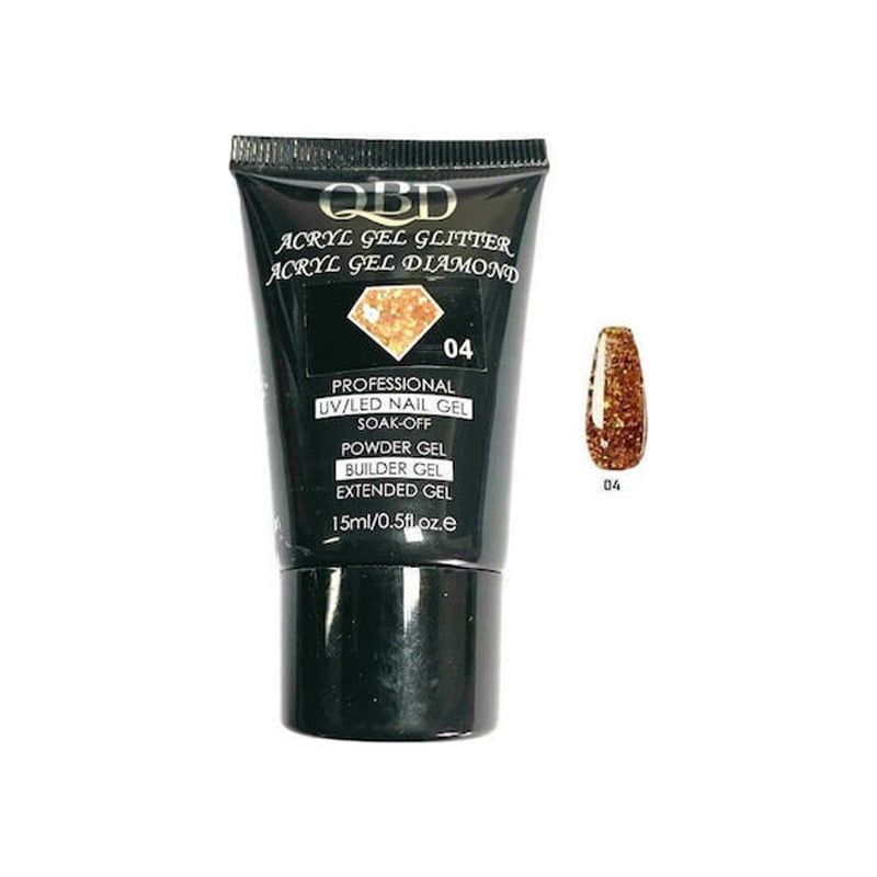 QBD Ακρυλικό τζελ χτισίματος νυχιών #04 - Diamond Acrylic gel glitter UV/LED Nail gel - 1 - 10 - 11 - 12 - 2 - 3 - 4 - 5 - 6 - 7 - 8 - 9 OEM