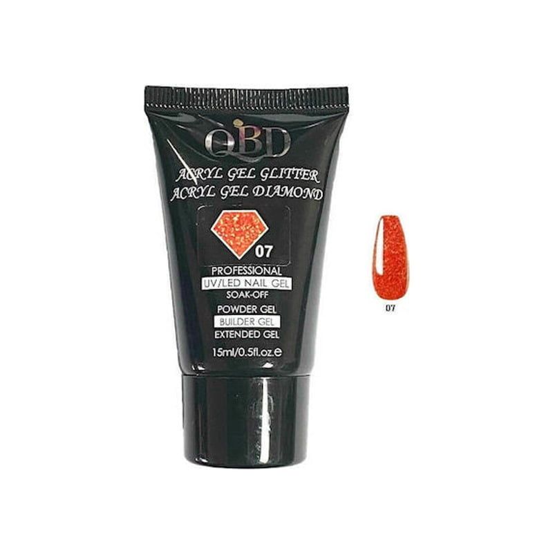 QBD Ακρυλικό τζελ χτισίματος νυχιών #07 - Diamond Acrylic gel glitter UV/LED Nail gel - 1 - 10 - 11 - 12 - 2 - 3 - 4 - 5 - 6 - 7 - 8 - 9 OEM