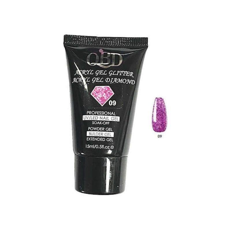 QBD Ακρυλικό τζελ χτισίματος νυχιών #09 - Diamond Acrylic gel glitter UV/LED Nail gel - 1 - 10 - 11 - 12 - 2 - 3 - 4 - 5 - 6 - 7 - 8 - 9 OEM