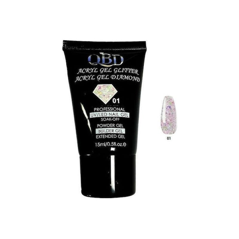 QBD Ακρυλικό τζελ χτισίματος νυχιών #01 - Diamond Acrylic gel glitter UV/LED Nail gel - 1 - 10 - 11 - 12 - 2 - 3 - 4 - 5 - 6 - 7 - 8 - 9 OEM