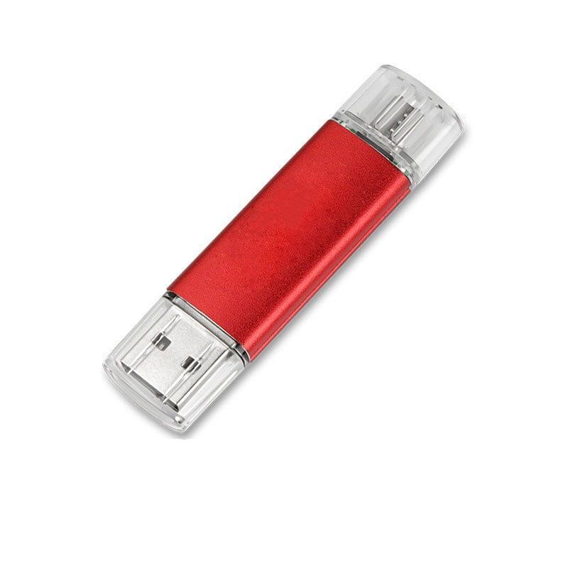 USB stick 32GB με σύνδεση USB & Micro USB - USB flash drive double application - Ασημί - Κόκκινο - Μαύρο OEM