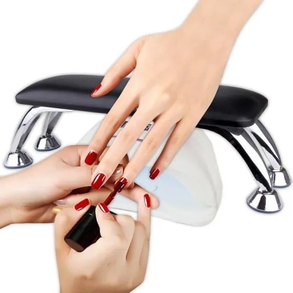 Arm rest manicure με χώρο υποδοχής συσκευής πολυμερισμού - Manicure leather and pillow hand rest - Ροζ OEM