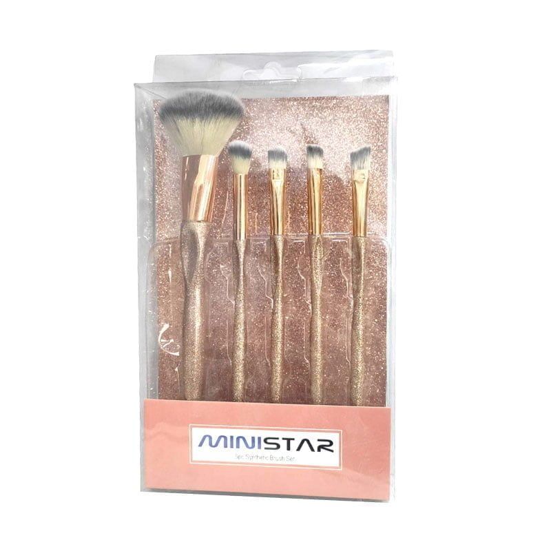 Mini star Σετ 5 Πινέλα Μακιγιάζ - Make-up brushes set - Ροζ OEM