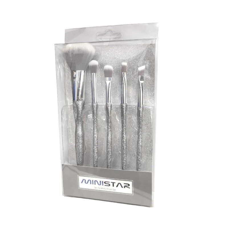 Mini star Σετ 5 Πινέλα Μακιγιάζ - Make-up brushes set - Ασημί OEM