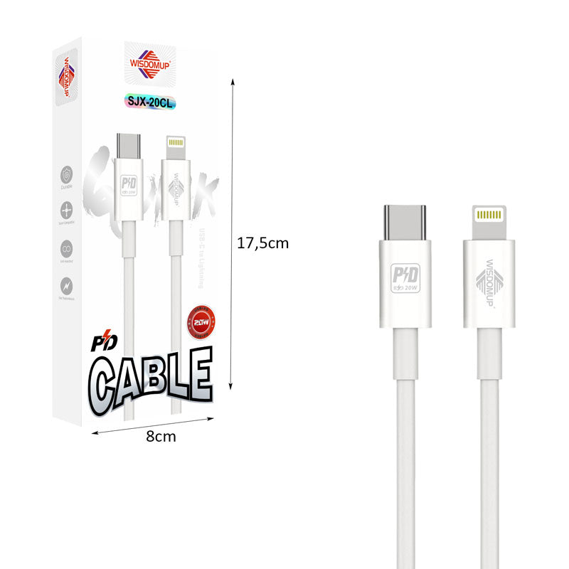 Wisdomup Καλώδιο Φόρτισης και Δεδομένων USB-C σε Lightning PD 20W SJX-20CL - USB-C to Lightning PD Fast Charging Data Cable OEM