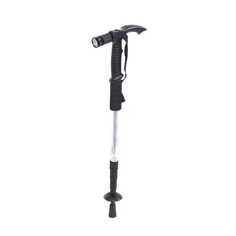 Πτυσσόμενο Μπαστούνι Βαδίσματος με Φακό - Μπαστούνι ορειβασίας 52cm έως 1.10cm - Support stick - Ασημί OEM