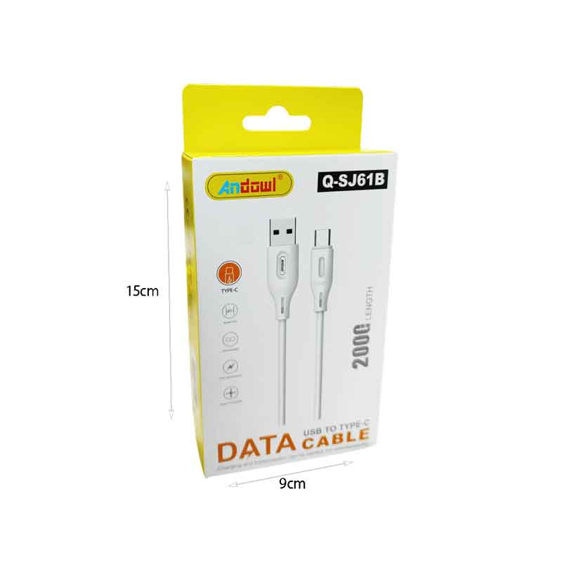Andowl Καλώδιο Φόρτισης USB σε Type-C 2m Q-SJ61B - USB to Type-C Data Cable