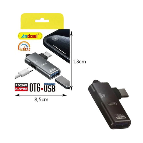 Andowl Αντάπτορας USB-C σε USB 3.0 OTG με PD 20W Q-OTG8 - USB-C to USB 3.0 OTG Adapter with PD 20W Andowl