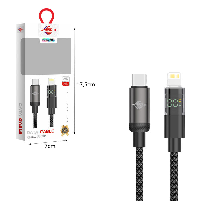 Wisdomup Καλώδιο Φόρτισης Type-C σε Lightning με Ένδειξη LED SJX-47CL - Type-C to Lightning Charging Cable with LED Display OEM