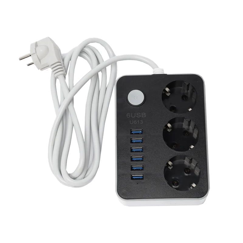 Πολύμπριζο 3 θέσεων και 6 θύρες USB 4.1Α CX-U613 - 6USB 3 Power socket OEM