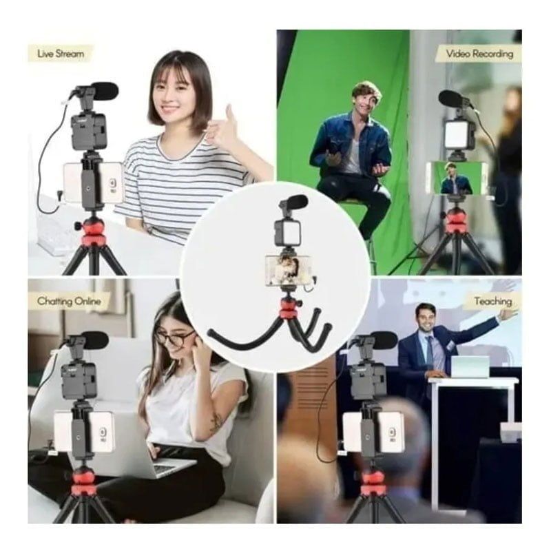 Τρίποδο Εύκαμπτο με Μικρόφωνο - Video making LED ring selfie light kits OEM