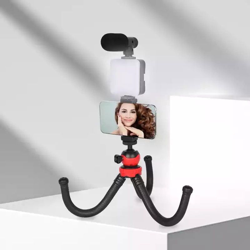 Τρίποδο Εύκαμπτο με Μικρόφωνο - Video making LED ring selfie light kits OEM
