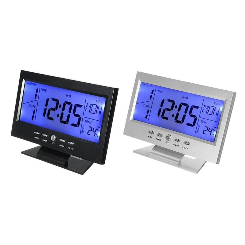 Επιτραπέζιο Ψηφιακό Ρολόι με Ξυπνητήρι DS-8082 - Voice Control Back-Light LCD Clock - Μαύρο OEM
