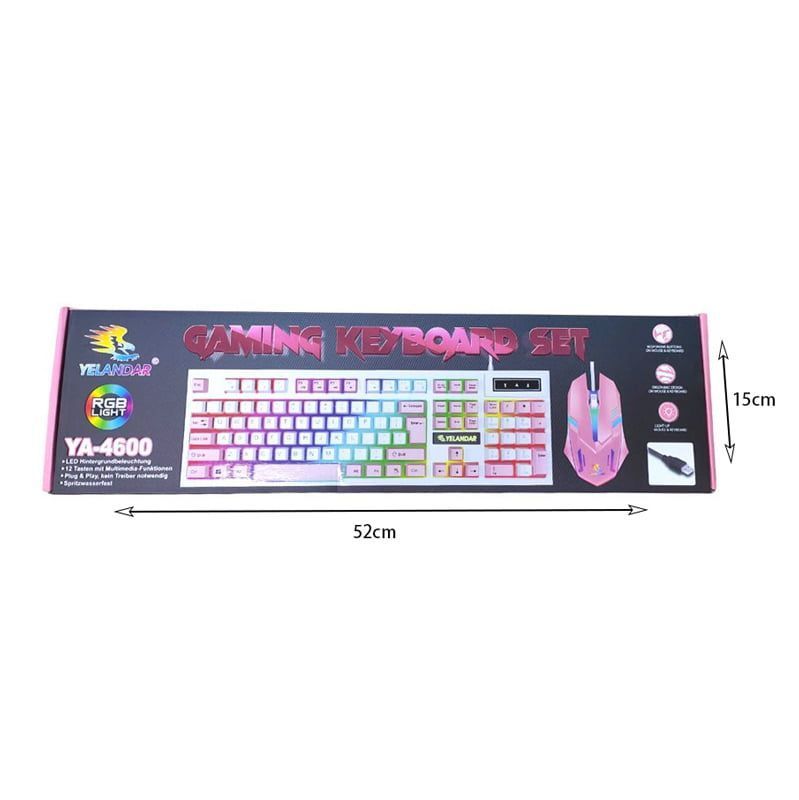 Yelandar YA-4600 Σετ πληκτρολόγιο & ποντίκι ενσύρματα RGB φωτισμός - Gaming keyboard set RGB light Yelandar