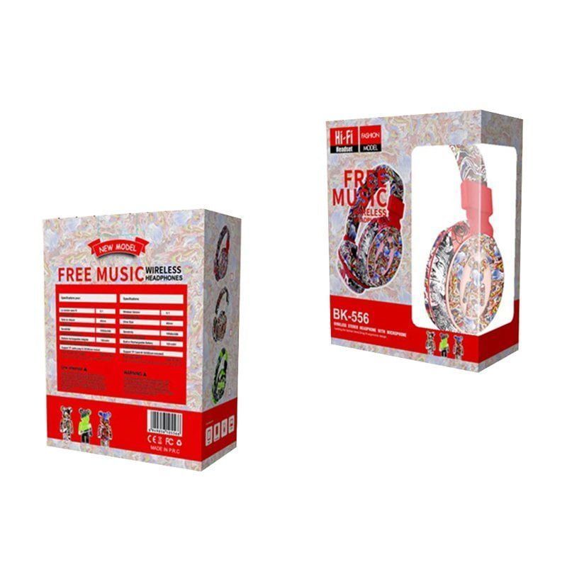 Ασύρματα ακουστικά με μικρόφωνο BK-556 - Wireless stereo headphone with microphone - Κόκκινο OEM