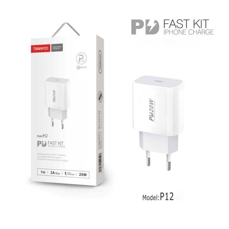 Tranyoo φορτιστής type-C σε lighting 20W 3A 1m P12-l - Fast charger Tranyoo