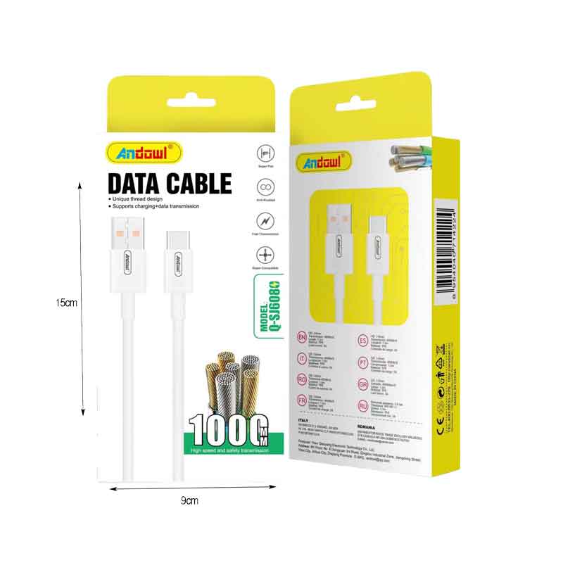 Andowl Καλώδιο δεδομένων USB σε Type-c 3A 1M Q-SJ608 - Data Cable OEM