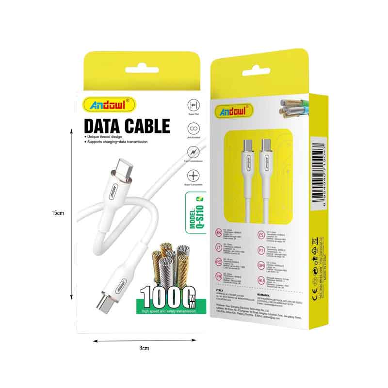 Andowl Καλώδιο δεδομένων Type-c σε Type-c 5A 1M Q-SJ10 - Data Cable ANDOWL