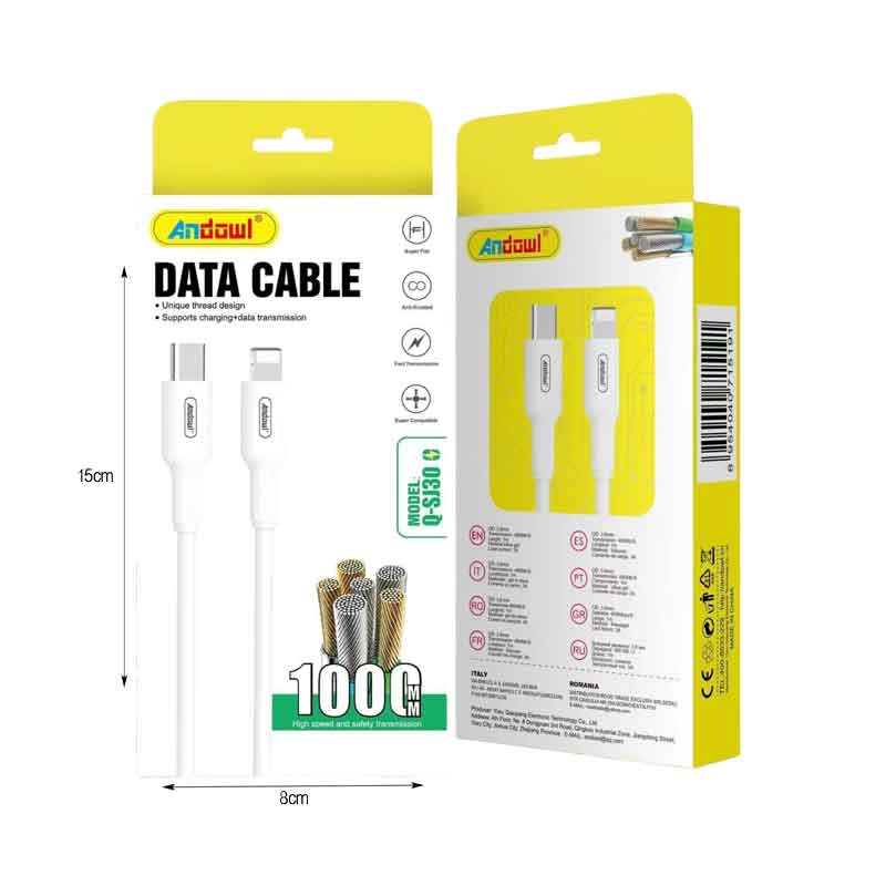 Andowl Καλώδιο δεδομένων Type-c σε Lightning 3Α Q-SJ30 - Data Cable ANDOWL