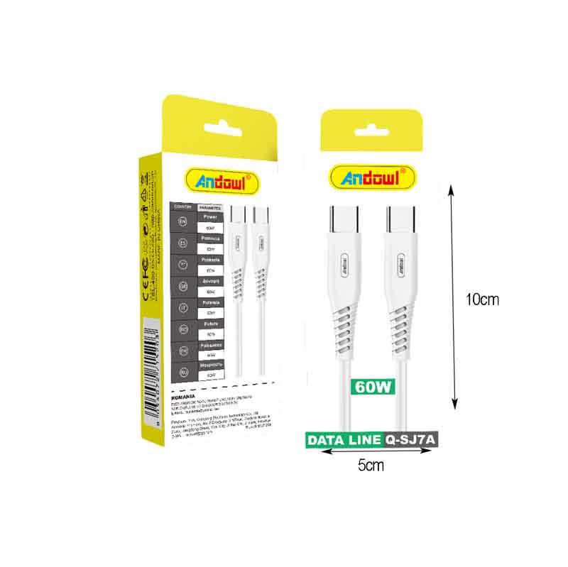Andowl Καλώδιο δεδομένων Type-c σε Type-c 60W Q-SJ7A - Data Cable ANDOWL