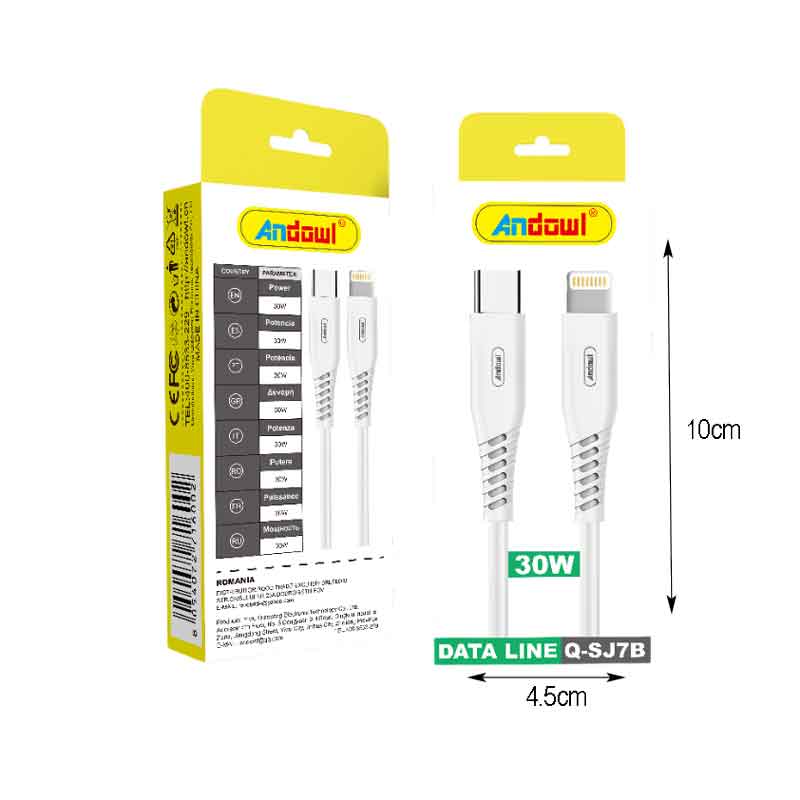 Andowl Καλώδιο δεδομένων Type-c σε Lightning 30W Q-SJ7B - Data Cable ANDOWL