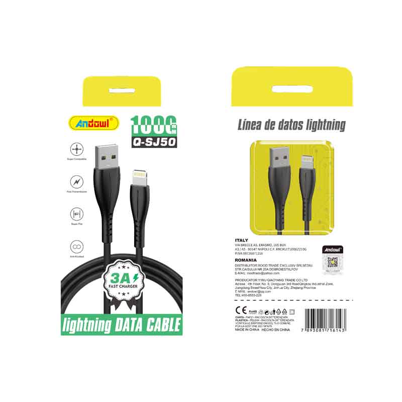 Andowl Καλώδιο δεδομένων USB σε Lightning 3A 1m Q-SJ50 - Data Cable ANDOWL
