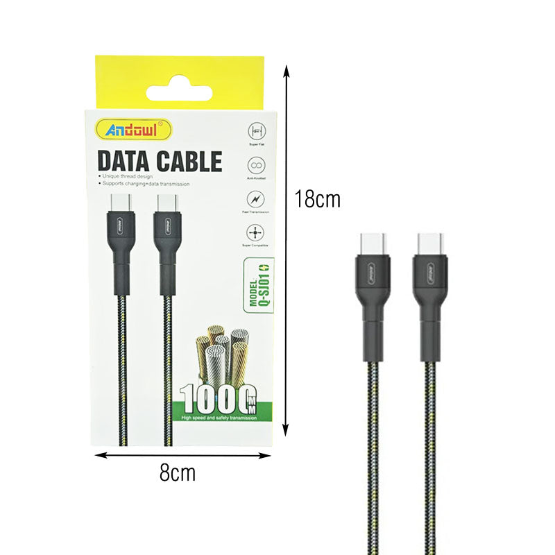 Andowl Καλώδιο Δεδομένων Type-C σε Type-C 1m Q-SJ01 - Data Cable ANDOWL