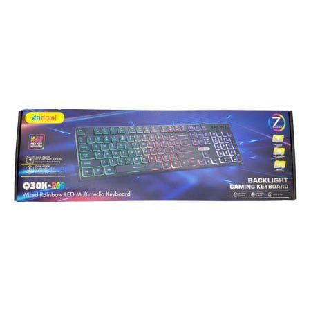 Gaming Ενσύρματο φωτιζόμενο πληκτρολόγιο RGB Andowl Q30K-RGB - Multimedia Keyboard OEM