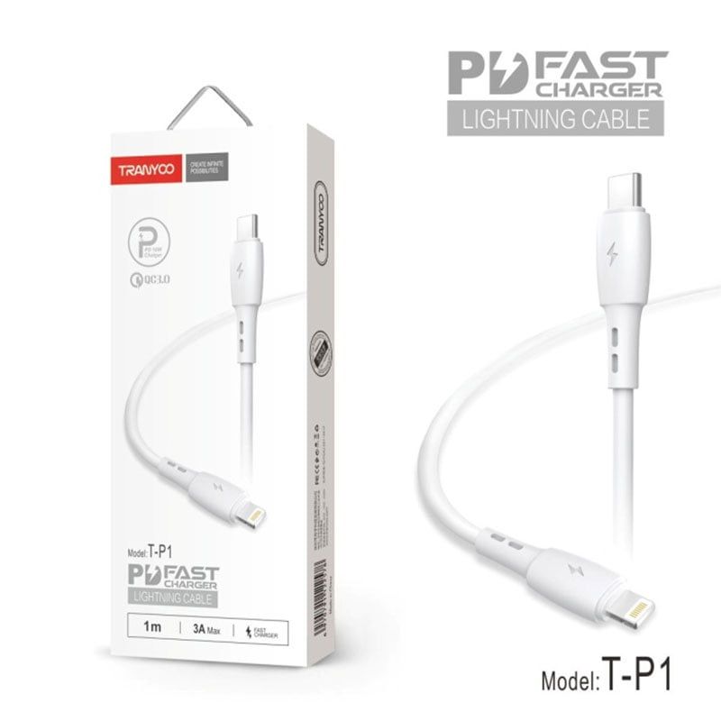 Tranyoo Καλώδιο δεδομένων Lightning-IOS 1m 3A T-P1 - Fast charger lighting cable Tranyoo