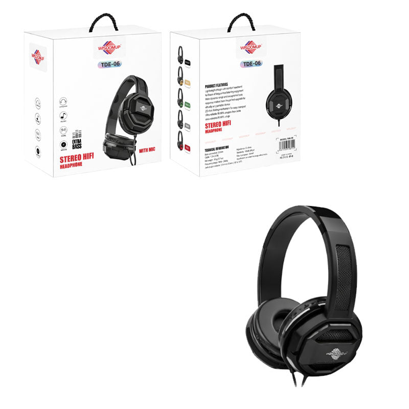 Wisdomup Ενσύρματα Ακουστικά Κεφαλής Stereo HiFi με Μικρόφωνο TDE-06 - Stereo HiFi Headphone OEM