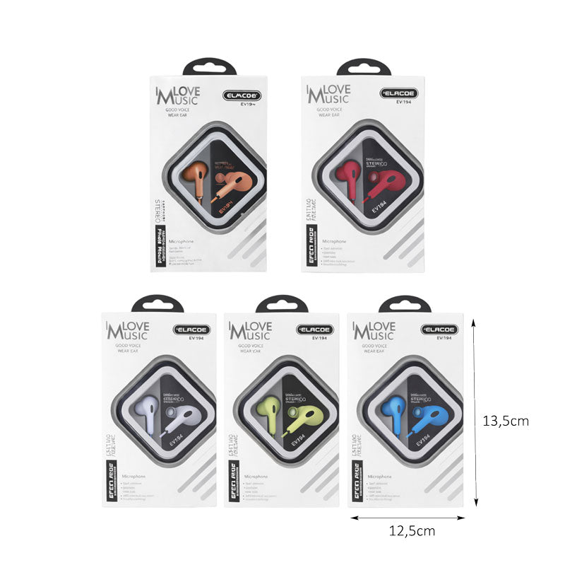Ενσύρματα Ακουστικά με Μικρόφωνο EV194 – Wired Earphones with Microphone OEM