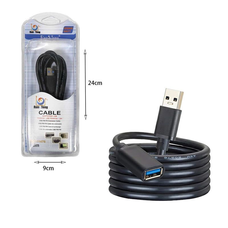 RUN&TENG Καλώδιο USB θηλυκό σε αρσενικό 3m R&T-11476 - USB FM/FM Extension cable RUN&TENG