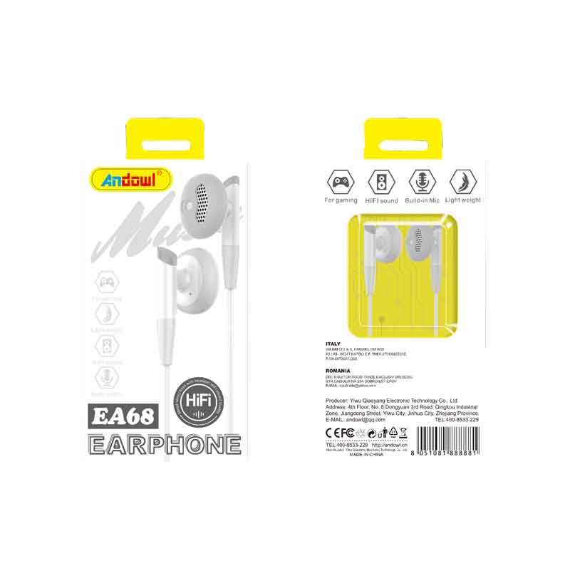 Andowl Ενσύρματα Ακουστικά με AUX 3.5mm EA68 - Earphone ANDOWL