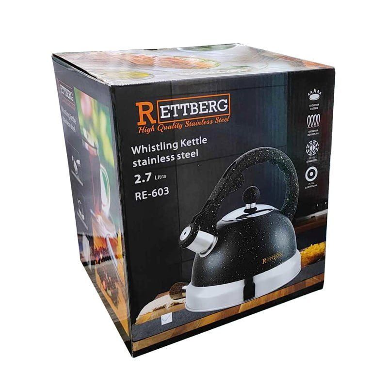 Rettberg Τσαγιερό από Ανοξείδωτο Ατσάλι 2.7L RE-603 - Whistling Kettle Stainless Steel - Γκρι Engelberg