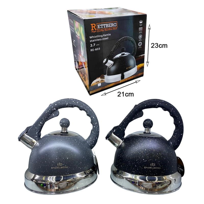 Rettberg Τσαγιερό από Ανοξείδωτο Ατσάλι 2.7L RE-603 - Whistling Kettle Stainless Steel - Γκρι Engelberg