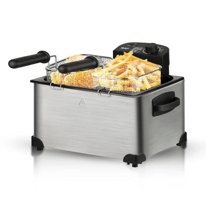 Raf R.5249 Φριτέζα Λαδιού με Διπλό Αποσπώμενο Κάδο 2000W 5lt Ασημί - Deep Fryer RAF