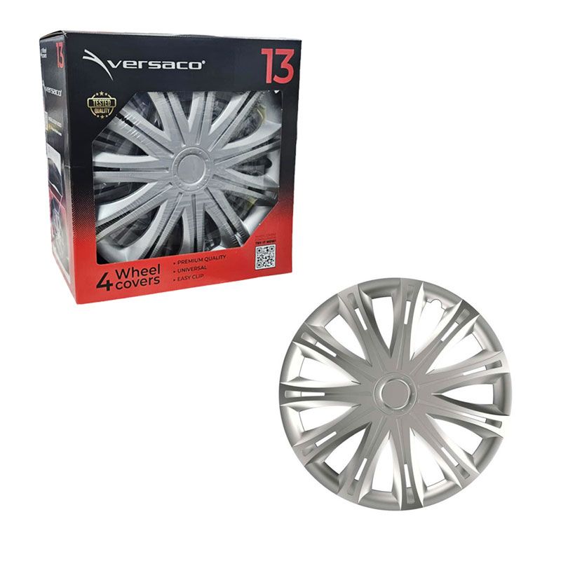 Versaco Σετ Τάσια Αυτοκινήτου 4τμχ 13" Ασημί - Wheel Covers Versaco