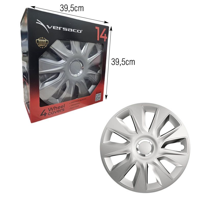 Versaco Σετ Τάσια Αυτοκινήτου 4τμχ 14" Ασημί - Wheel Covers OEM